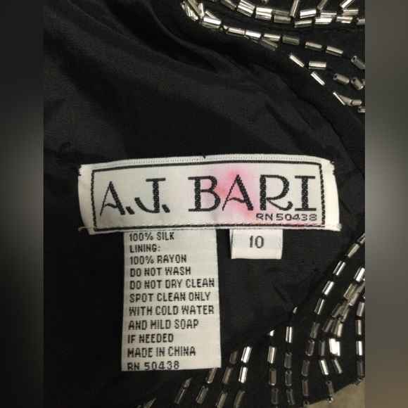Vintage AJ Bari Black Sequin Sleeveless Dress Size 10 - Picture 8 of 8